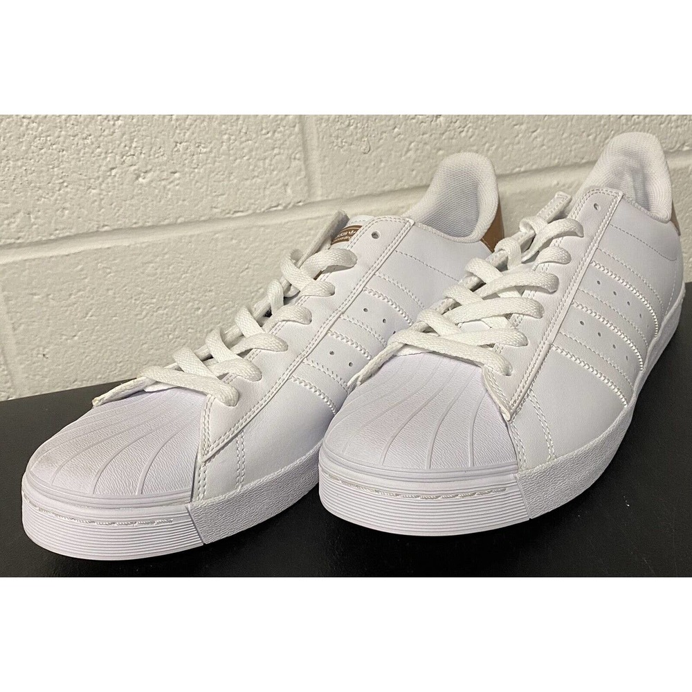ADIDAS Skateboarding Superstar Vulc ADV White Copper Leather Sneakers Men's 13